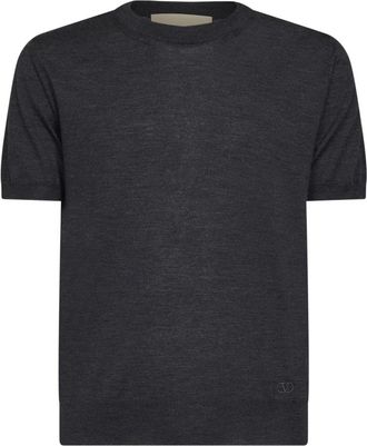 Valentino Truien & Vesten, Heren, Grijs, XL, Wol, Ronde hals gebreide kleding