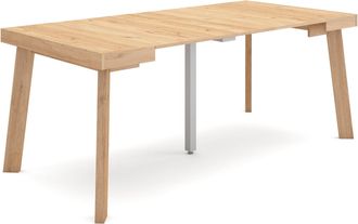 Skraut Home Mesa Consola Extensible, Mesa Comedor Plegable, 180, Para 8 Comensales, Patas De Madera, Estilo Moderno, Roble - Skraut Home