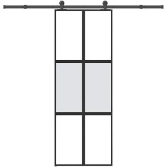 vidaXL Vidaxl - Puerta Corredera Set Herrajes Vidrio Templado Aluminio 76x205cm