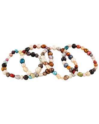 Splendid Pearls Set Of 4 5-8Mm Freshwater Pearl Stretch Bracelets