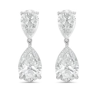 Diana M. Jewels 14KW WG 8.00 Ct TW of Lab grown pear shape diamond drop earrings