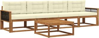vidaXL Conjunto De Sof&aacute;s De Exterior 5 Uds. Natural Y Crema Vidaxl