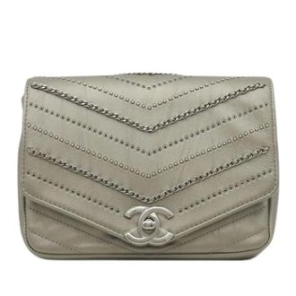 Chanel Pre-owned Flap Bag - Dames - Pre-owned - Grijs - Maat: ONE Size Leer