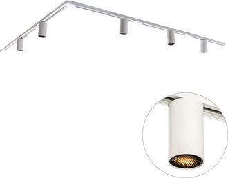 QAZQA Moderno Sistema de iluminación de riel moderno con 5 focos blancos monofásicos GU10 50 mm - Iconic Ruby Acero /Plástico Adecuado para led Max. 5 x 10