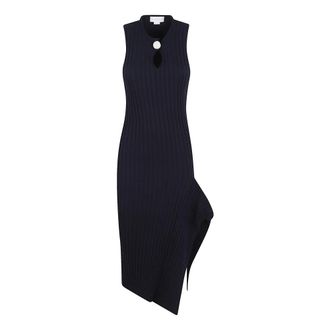 Stella McCartney Midi Dresses, female, Blue, XS, Cotton Ribbed Dress