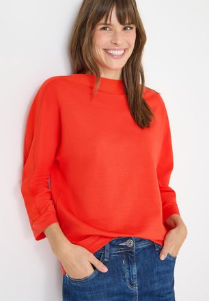 Cecil Fledermausshirt CECIL, Damen, Gr. XXL (46), pumkin orange, Jersey, Obermaterial: 48% Baumwolle, 48% Modal, 4% Elasthan, unifarben, bequem h&uuml;ftbedecken