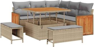 vidaXL Vidaxl - Conjunto De Sof&aacute; De Jard&iacute;n Con Coj&iacute;n 8 Pcs Beige Y Gris Claro