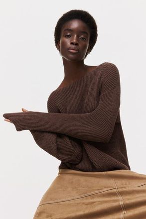H&M Boat-neck Jumper in Dark Brown at Nordstrom, Size Xx-Large