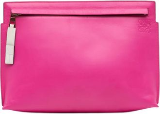 Loewe 2017 T Pouch leren clutch met Anagram - Roze