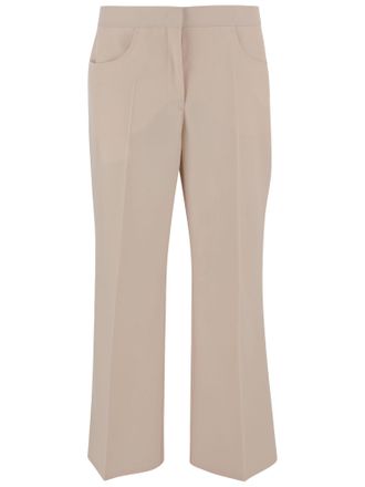 Jil Sander Tailored Beige Wool Trousers with Pressed Creases