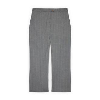 Fiorella Rubino Broeken, Dames, Grijs, XL, Wol, Pinstripe Wijde Broek