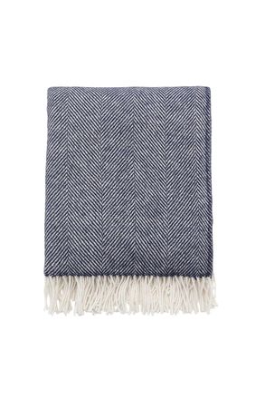 Murmur Ennis Wool Throw in Navy | Size: 130 cm x 170 cm