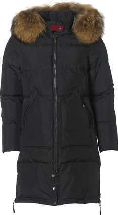 Danwear Zwarte echt bontjas 2010-500R - Dames - Parka Jassen - Zwart - 4XL - Polyester - Jassen