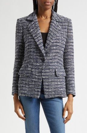 Veronica Beard Healy Tweed Dickey Jacket in Navy Multi at Nordstrom, Size 00