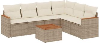 vidaXL Vidaxl - Set Sof&aacute;s De Jard&iacute;n 7 Piezas Y Cojines Rat&aacute;n Sint&eacute;tico Beige