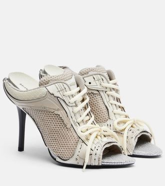 Balenciaga Stapler embellished leather-trimmed mules