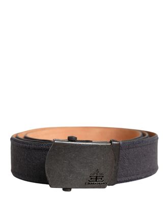 Ermanno Scervino Womens Black Wool Cotton Logo Metal Buckle Belt Nylon