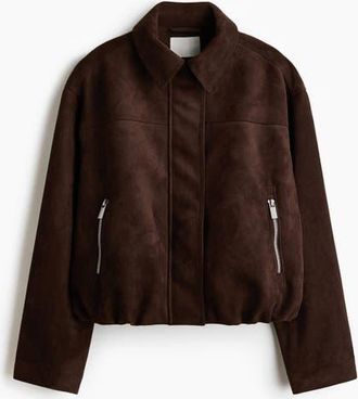 H&M Napped Jacket in Dark Brown at Nordstrom, Size X-Large