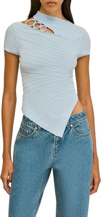 Cult Gaia Nessi Asymmetric Cutout Knit Shirt in Coastal at Nordstrom, Size X-Small
