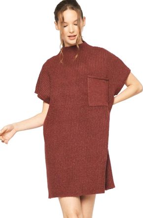 Entro Mock Neck Sweater Knit Dress In Cranberry