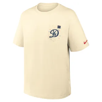 Nike Los Angeles Dodgers City Connect 2-Hit Max90 Pocket Nike Mens MLB T-Shirt in White | 04T711MLD-QUY