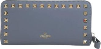 Valentino Pre-owned Studded Long Wallet - Dames - Vintage Accessoires - Blauw - ONE Size - Leer - Vintage