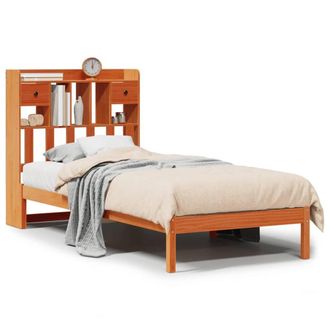 Berkfield Home Bookcase Bed without Mattress Wax Brown 100x200 cm Solid Wood Pine