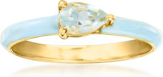 Ross-Simons Aquamarine Ring With Pastel Blue Enamel in 18kt Gold Over Sterling