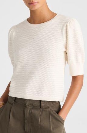 Madewell Puff Sleeve Merino Wool & Silk Sweater in Ivory at Nordstrom Rack, Size X-Small
