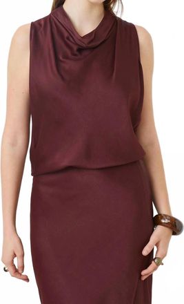 Suncoo Satin Sleeveless Top In Prune