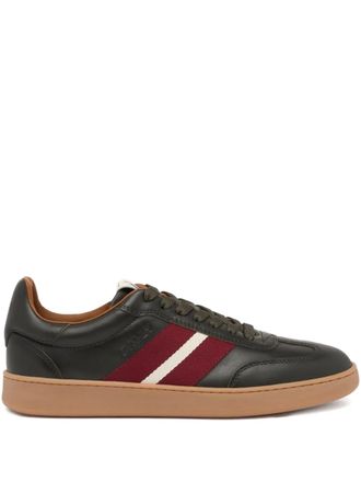 Bally crest ribbon-detail leather sneakers - men - Polyester/Calf Leather/Calf Leather/Rubber - 42.5 - Brown
