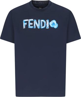 Fendi T-Shirts, male, Blue, Size: XL Flow T-shirt