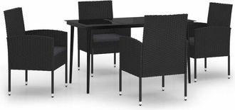 vidaXL Juego De Comedor Para Jard&iacute;n 5 Piezas Negro Vidaxl