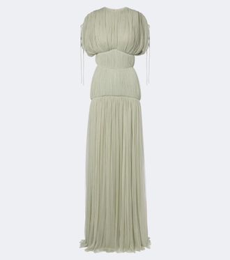 De La Vali Nymera pleated tulle corset gown