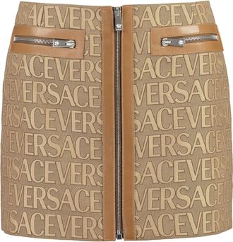 Versace Womens Jacquard Mini Skirt - Tan - Size EU 36 (Womens)