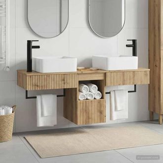 vidaXL Vidaxl Set Di Armadi Da Bagno 3 Pz Rovere Artigianale 136 X 35 X 80 Cm
