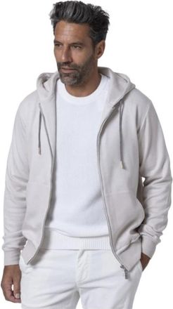 Eleventy Hoodie met ritssluiting - Heren - Vesten met rits - Wit - 2XL - Katoen - Hoodies & sweatvesten