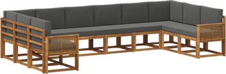 vidaXL Conjunto De Sof&aacute;s De Exterior 10 Uds. Natural Y Antracita Vidaxl