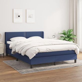 vidaXL Cama Box Spring Con Colch&oacute;n Tela Azul 140x200 Cm Vidaxl