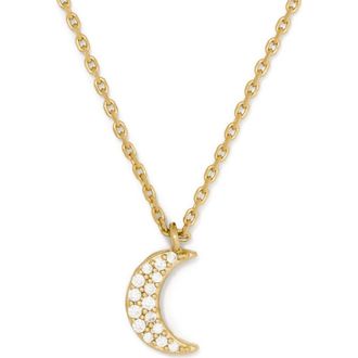 Kate Spade New York pav&eacute; moon pendant necklace in Clear/Gold at Nordstrom
