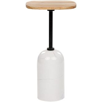 Beliani Mesa Auxiliar Redonda De Estilo Moderno Con Tapa De Madera Y Base De Metal En Color Madera Clara Y Blanco Oasis