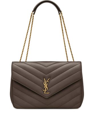Saint Laurent Loulou large chevron chain shoulder bag - women - Lambskin - OS - Grey