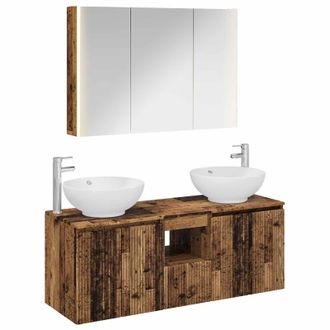 vidaXL Juego De Muebles De Ba&ntilde;o 4 Uds. Madera Envejecida Vidaxl