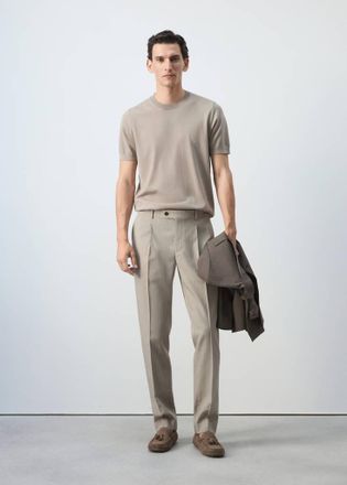 Mango Pantaloni slim-fit lyocell lino marrone medio - Uomo - 44 - MANGO MAN