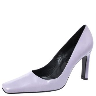 Casadei Lilac Leather Square Toe Pumps