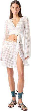 Missoni Wrap Top In Lam&eacute; Viscose With Raschel Workmanship in White at Nordstrom, Size 40 It