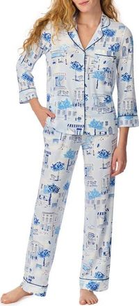 Kate Spade New York print crop pajamas in Blue/white at Nordstrom, Size Medium