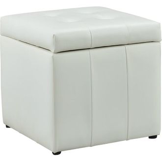Vente-Unique Pouf portaoggetti SERAFINO in similpelle - Bianco