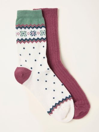 Fat Face FatFace Cream Fairisle 2 Pack Socks