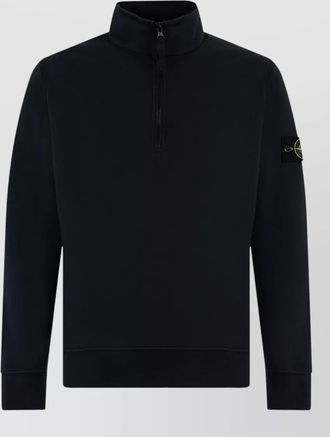 Stone Island cotton zip sweatshirt high collar long sleeves